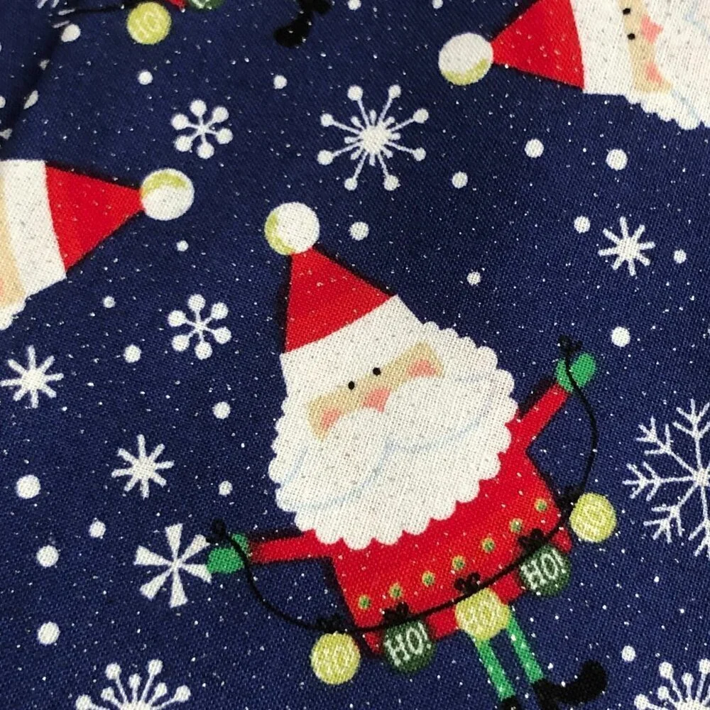 Christmas Holiday Metallic Blue Red Santa Dinner Napkins Set of 6 - NEW